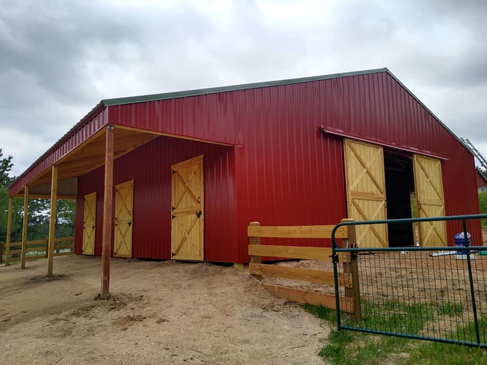 Pole Barn with Lean-To – Metal Siding & Wood Framing